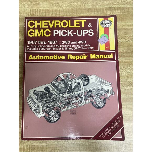 Haynes Chevy GMC Pick-Ups 1967 thru 1987 Suburban Blazer Repair Manual 2wd & 4wd - Picture 1 of 8